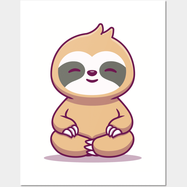 Cute Sloth Sitting Yoga Wall Art by Catalyst Labs